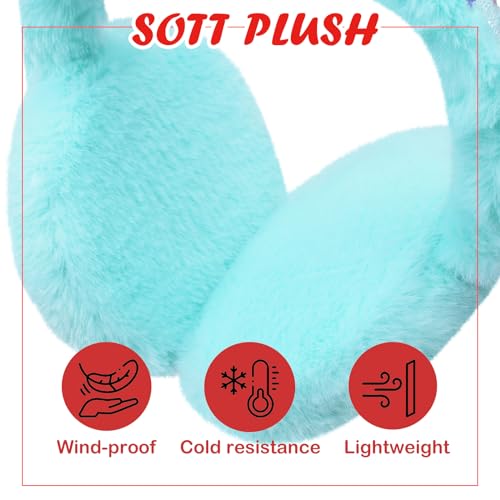 Ear Muffs Gloves Set for Kids Girls Adjustable Winter Sequin Faux Fur Windproof Warm Ear Warmer Outdoor3