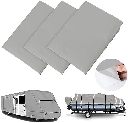 Tuszom 900D 3PCS (28.5" L*19" W) RV Cover Repair kit Waterproof Heavy Duty Self-Adhesive Canvas Patch Repair kit for Boat Cover RV Cover