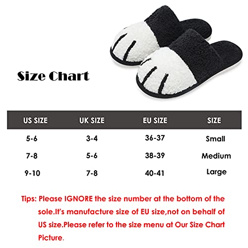 MAXTOP Niedliche Tier Hausschuhe Damen Weiche Plüsch Katze Pfote Hausschuhe mit gemütlichen Memory Foam Slip-on Indoor Outdoor Hausschuhe Geschenke Damen Herren Schwarz7-8
