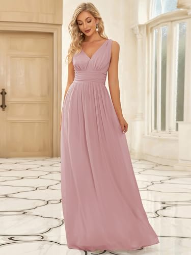 Image of Ever-Pretty Womens Bridesmaid Dress V-Neck Sleeveless A Line Chiffon Floor Length Formal Dress 09016