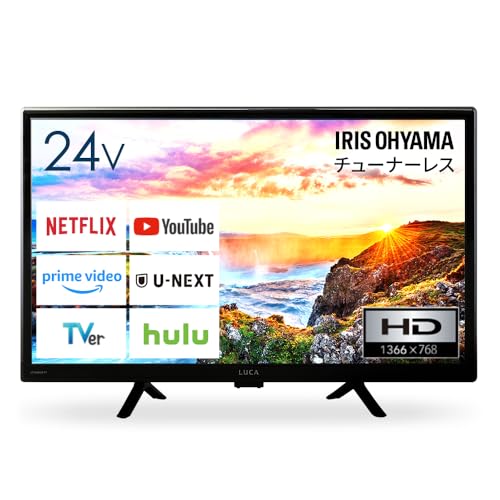 アイリスオーヤマ テレビ チューナーレス 24インチ ネット動画対応 スマートテレビ アンテナ配線不要 シンプル操作 一人暮らし LTL-24WG-F1 ブラック