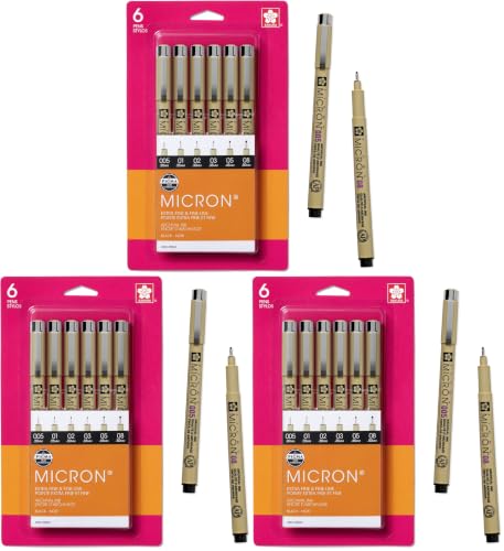 Image of SAKURA Pigma Micron Fineliner Pens - Archival Black Ink Pens - Pens for Writing, Drawing, or Journaling - Assorted Point Sizes - 18 Pack