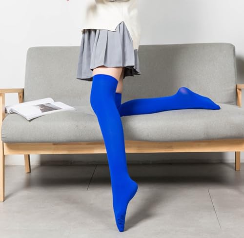 Image of Women's Opaque Stretchy Nylon Over Knee Thigh High Stockings Costume Socks