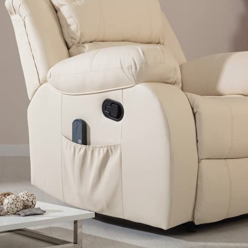 Don Descanso - Sillón Masaje Relax Calor Trevi Crema Reclinable 160º con 8 Motores Silenciosos, Calor Lumbar, Sist. Masaje 4 Zonas y Acabado en PU Anti-Cuarteo [Incluye Mando]. Ideal Gente Mayor - imagen 9
