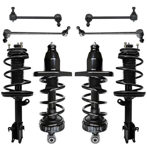 Image of Detroit Axle - 8pc Struts Sway Bars for 2006-2014 Honda Ridgeline, 2007 2008 2009 2010 2011 2012 2013 Front Rear 4 Struts with Coil Spring Assembly 4 Sway Bars Replacement Suspension Kit Strut Shock