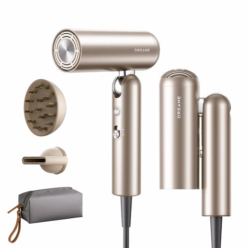 Dreame Pocket Pro Hair Dryer, Dual Voltage Travel Blow Dryer with Diffuser, 1300W Professional...