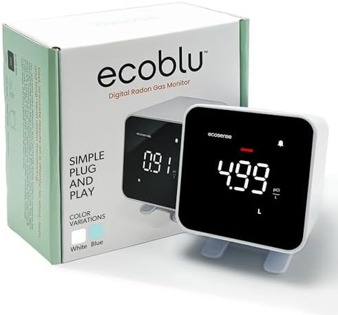 Ecosense EB100 EcoBlu, Home Radon Detector, Capture & Display Results Every 10 Minutes, Short & Long-Term Continuous Monitoring, Easy to Use