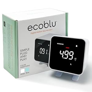 Ecosense EB100 EcoBlu, Home Radon Detector, Capture & Display Results Every 10 Minutes, Short & Long-Term Continuous Monitoring, Easy to Use