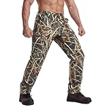 LOOGU Men's Fleece Lined Insulation Camo Hunting Pants Windproof Water-Resistant Softshell Hunting Pants for Men with 5 Pockets