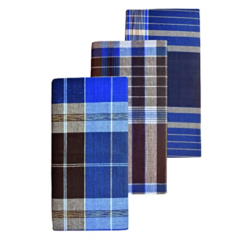 Image of BlueLeaf Men's Cotton Multi Color Lungis (Set of 3)