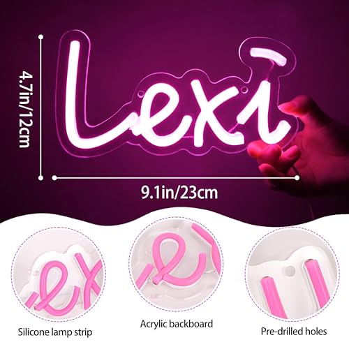 Image of Lexi Name Neon Sign,LED Name Neon Light for Kids Bedroom,Birthday Party Decoration,Neon Sign Customizable for Girl,Birthday Name Deocr,Size 9 * 4.7 Inches(JTLD018-8)