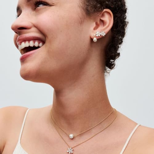 PANDORA Timeless Treated Freshwater Cultured Pearl & Stone Drop Earrings - 14k Gold-Plated Earrings with Treated Freshwater Cultured Pearl - Jewelry for Women - Includes Gift Box2