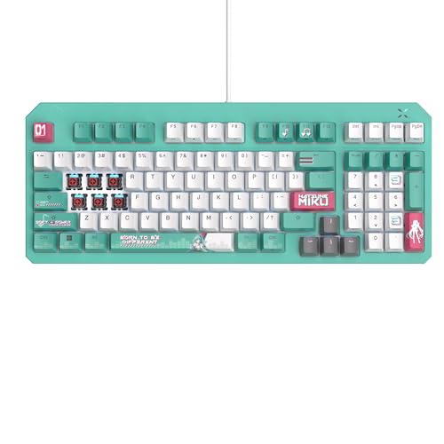 Image of ASUS TUF Gaming K3 Gen II Hatsune Miku Edition Optical-Mechanical RGB Keyboard with IP57 Waterproof and dust Resistance, Compact 98-Key Layout, Silicone Gasket Mount and dampening Foam.