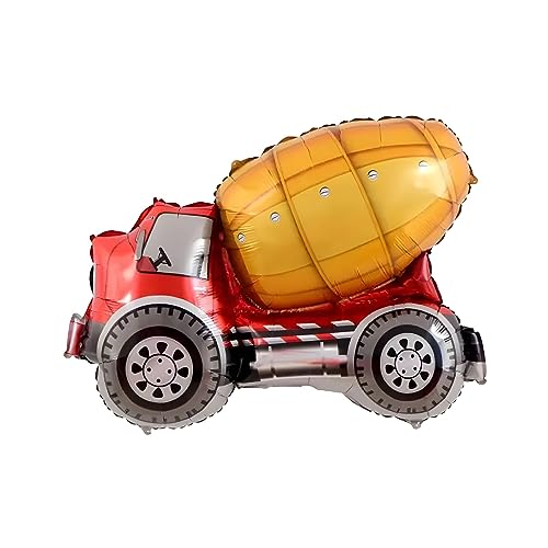 Folienballon Fahrzeug Motiv, Betonmischer Design, ca. 79,5 * 66 cm - Perfekt für Kindergeburtstage, Baustellen-Partys, Dekoration, Geschenke, Spielzeug, Helium oder Luftfüllung geeignet
