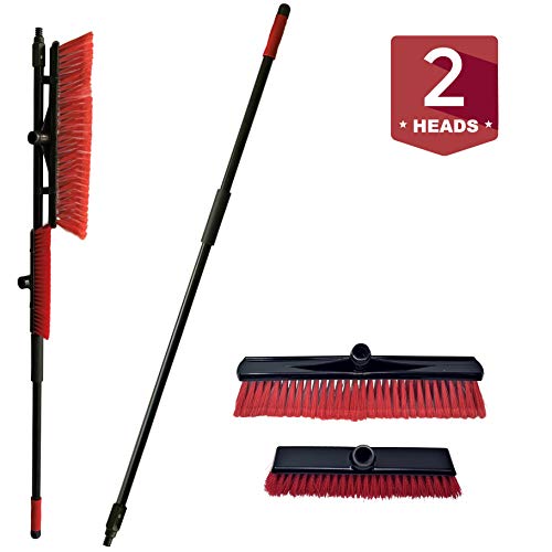 Patio and Deck Brush Combo Set - 18 Inch Head Outdoor Push Broom