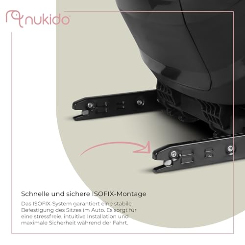 Nukido Kindersitz Kinderautositz 15 Bis 36 kg Autositz Für Kinder 4 Bis 12 Jahren ISOFIX Kopfstützenverstellung Neigungsverstellung Louis (Schwarz)