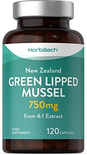 Green Lipped Mussel Capsules | 120 Count | for Humans | Supplement from 4:1 Extract | New Zealand Sourced | No Artificial Preservatives | by Horbaach