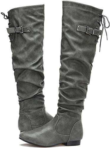 Image of DREAM PAIRS Women's Over The Knee Flats Slouch Thigh Boots | Comfortable Casual Flat Knee High Boots for Daily Walking Vacation