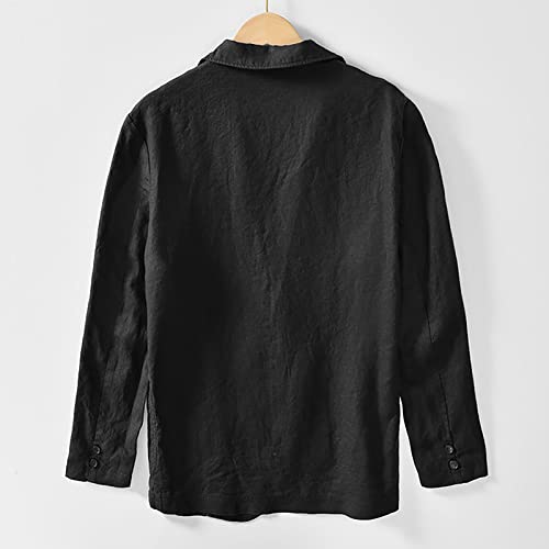 Mens Business Casual Jackets Lightweight Mens Loose Linen Cotton Blazers Lapel Collar Button Down Suit Blazer2