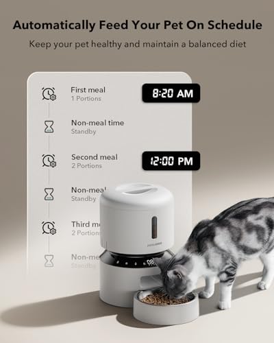 Image of PETLIBRO Automatic Cat Feeder - 3L Programmable Pet Food Dispenser with Freshness Preservation, Timed Portion Control, Voice Meal Call & Dual Power Supply, Healthy Feeding for Cats & Small Dogs White