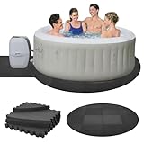 GOOFCXO 77" Round Hot Tub Mat for Inflatable Tub, 1/2" Extra Thick Hot Tub Pad Foundation Non-Slip EVA Foam Padding for Outdoor Hot Tubs Pool Spa Pad Game Camping Mat, Easy Clean