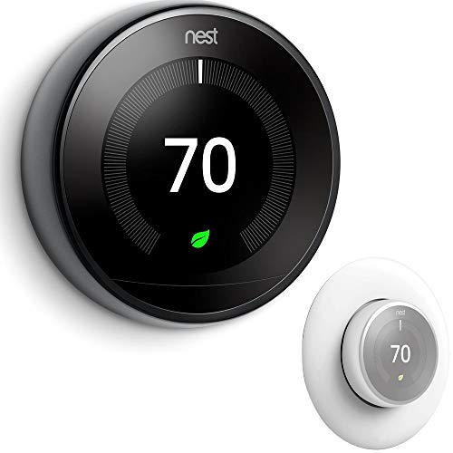 Nest Google T3018US Learning Thermostat 3rd Gen Smart Thermostat (Mirror Black) Bundle
