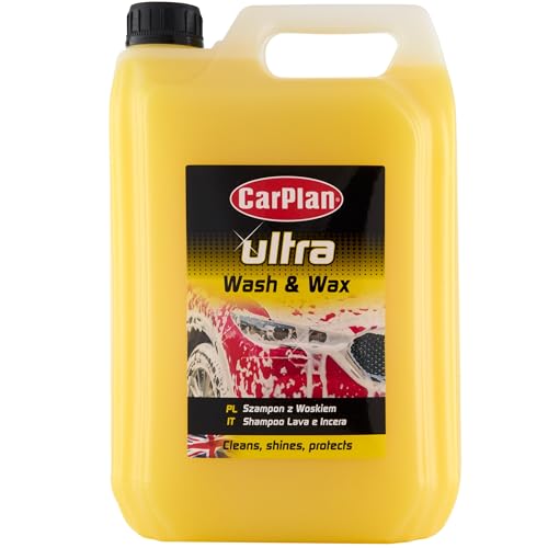 CarPlan Ultra Lavage et Cire 5L | Shampoing Voiture pH Neutre – Nettoie, Protège et Fait Briller sans Traces | Élimine Saletés et Résidus de Route