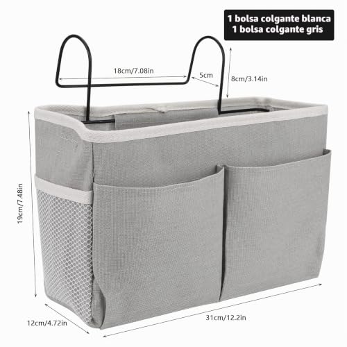 Miniatura 2 de Tigerkinwit Organizador De Cabecera 2 Pieza Bolsillo De Cabecera Impermeable Cama Colgante Bolso Organizador De Almacenamiento Colgante Para Hogar Oficina Escuela Litera Cuna Revistas Ipad