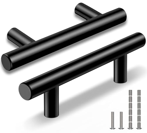 Vakoo 30 Pack Cabinet Handles, 5 Inch Length, Stainless Steel Drawer Pulls with 3 Inch Hole Center - Matte Black