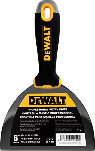 DEWALT 6" Putty Knife | Stainless Steel w/Soft Grip Handle | DXTT-2-142