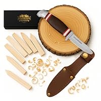 HOLZWURM Kinder-Schnitzmesser in Leder-Tasche, ideales Taschenmesser und Outdoormesser für Kinder zum Schnitzen (dunkel)