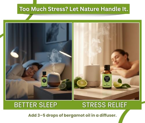 Image of Earth N Pure Bergamot Essential Oil | 100% Pure Natural Therapeutic Grade | Steam Distilled Citrus Bergamia Peel Oil | For Diffuser, Aromatherapy, Skin Care, Hair Care & DIY | 15ml