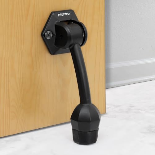 Image of Plantex Door Stopper for Main Door /5-Inch Stopper with Rubber Grip /Stoppers for Wooden Door /Stops for Door - Pack of 1 (Z-Black)