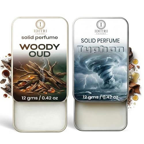 Image of IDITRI EXPORT Solid Perfume |Typhon&Woody oud Alcohol Free Wax Perfume Balm, Long Lasting | Pocket Tin 12g, Pack Of 2| Non Greasy Smooth Glide, Travel Friendly Men And Women