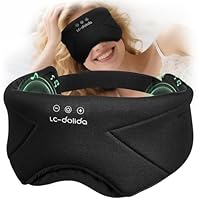 LC-dolida Bluetooth Sleep Mask Headphones Natural Bamboo-Cotton Sleep Headphones | Zero Pressure Eye Mask & 100% Blackout for Side Sleepers,Travel & Office Nap Gift | Comfortable Night Sleep