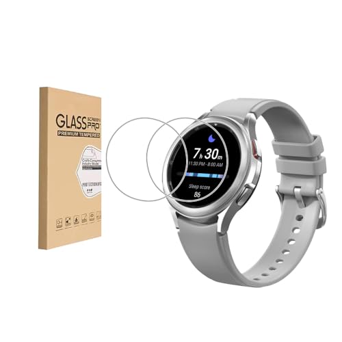 [Paquete de 2] Protector de pantalla diseñado para Samsung Galaxy Watch 4 Classic (42mm), Película templada de alta definición, dureza 9H, anti-arañazos, sensible al tacto, protección contra caídas