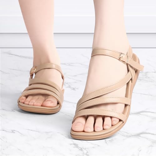 Image of Flat Sandals for Women Dressy - Comfortable Summer Strappy Sandal