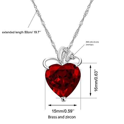 Uloveido Fashion Love Heart Crystal Pendant Valentines Birthday Necklace Silver Color N4373