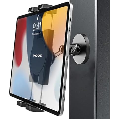 YOOZ Magnetic Tablet Mount for Metal Surface [Powerful Magnet & Portable] Magnet Tablet Holder for Golf Cart/Gym/Warehouse for iPad Pro Air Mini, Galaxy Tab, 4-12.9" Phones & Tablets Cover