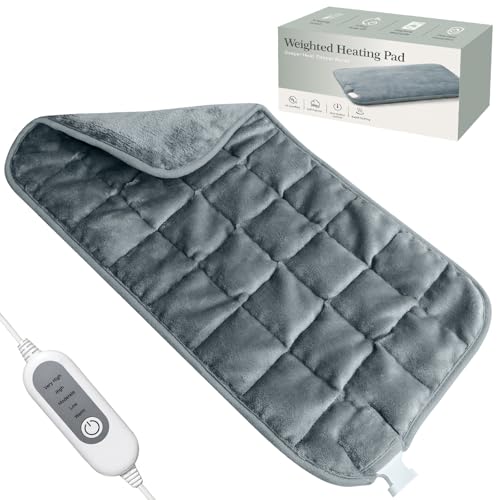 Weighted Heating Pad for Back Pain & Period Cramps 2.8lb Moist Heated Pad for Abdomen Legs & Muscles 5 Heat Levels 2-Hour Auto Shut-Off Gifts for Men Women UL Certified 12 x 24
