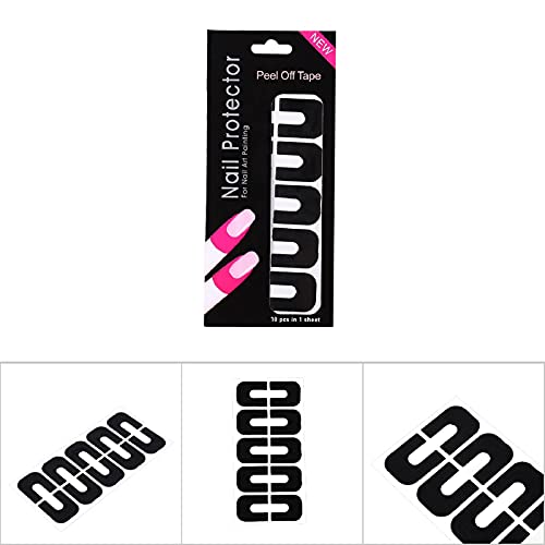 Nail Sticker, Nail Art Barrier Protector, Glue Nail Art Polish Uv Gel Palisade Pour-Proof Nail Polish Adhesive For 10-Piece Professional Manicure Protective Cover (Black) #TOP4