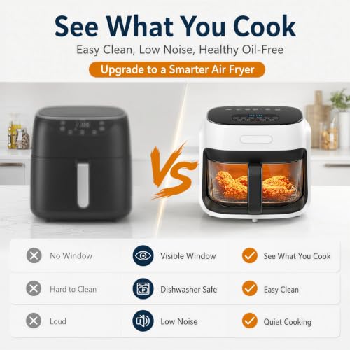 7.4QT Glass Air Fryer with Glass Basket, White by Fleezora - Used condition - Image 4