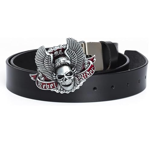 Ceinture en cuir avec motif tête de mort western imprimé 3D au style vintage et élégant