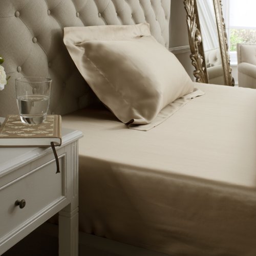 Jasmine Silk Beige 100% Mulberry 19Mm Charmeuse Silk Fitted Sheet (Taupe) (Single 90Cm X 190Cm + 26Cm …)