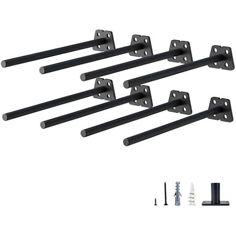 NEODROP 8-Pack 8 Inch Hidden Floating Shelf Bracket, Heavy Duty Blind Shelf Support Hardware | Invisible Wall Brackets for Kitchen, Fireplace Mantel Wood Shelves | Black Powder Coated Solid Steel Cover