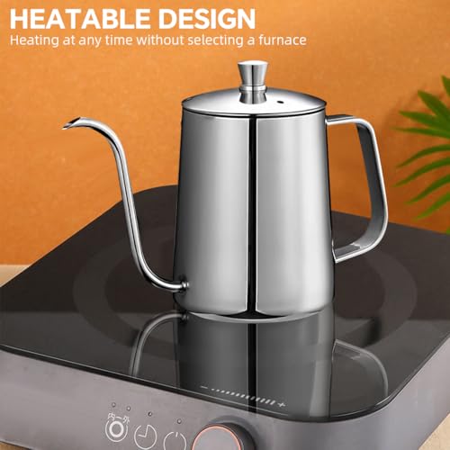 Image of Supvox Pour Over Coffee Gooseneck Water Kettle with Lid 350ml Stainless Steel Coffee Pot Gooseneck Kettle Hand Drip Pour Over