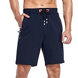 YnimioAOX Men's Shorts Casual Workout Sports Shorts with Zipper Pockets,Navy,32