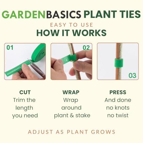 Image of Plant Ties; Reusable, Adjustable, Gentle Plants Supports for Effective Growing; Multi-Use Support Tie Tape for Gardening, Wire Organizer, Cable Management (1 MTR x 12 MM - 5 Roll) Green