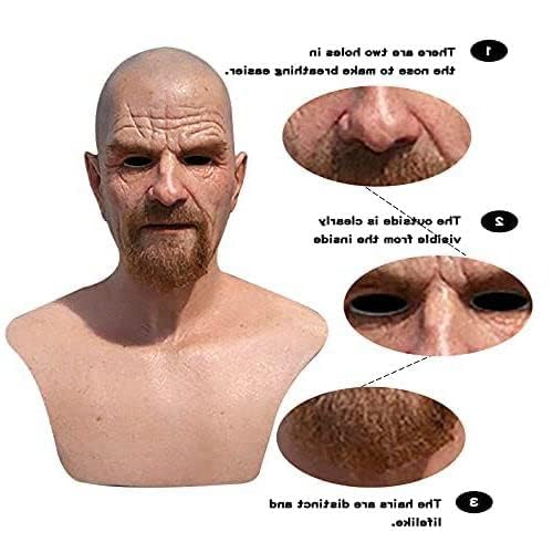 Ivlztih Halloween Scary Realistic Old Man Mask Wrinkle Human Face Latex Masquerade Cosplay Costume Props thumb #4