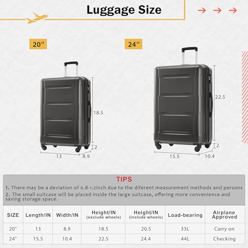 Luggage Set, Lightweight Expandable 2 Piece Suitcase with Spinner Wheels and Accessories, Durable Travel Bag for Easy Mobility2